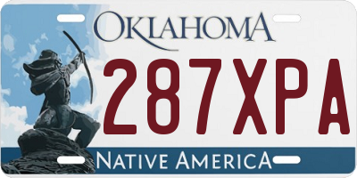 OK license plate 287XPA