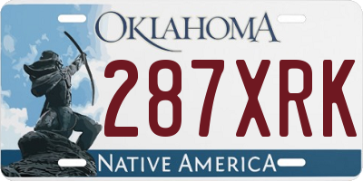 OK license plate 287XRK