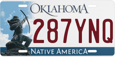 OK license plate 287YNQ