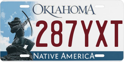 OK license plate 287YXT