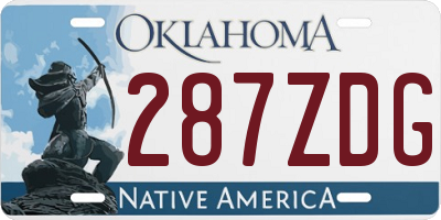 OK license plate 287ZDG