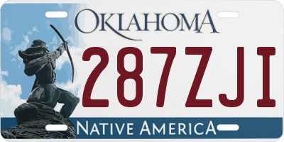 OK license plate 287ZJI