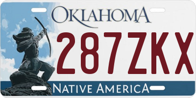 OK license plate 287ZKX