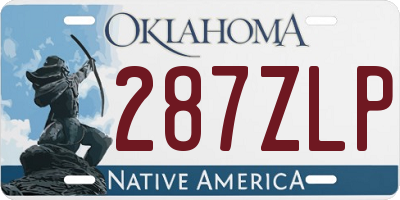 OK license plate 287ZLP