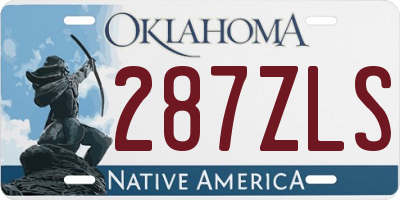 OK license plate 287ZLS