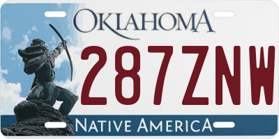 OK license plate 287ZNW