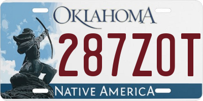 OK license plate 287ZOT