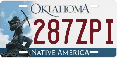 OK license plate 287ZPI