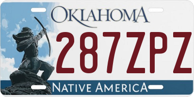 OK license plate 287ZPZ