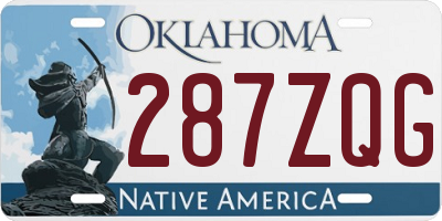 OK license plate 287ZQG