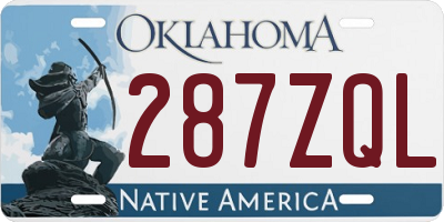 OK license plate 287ZQL