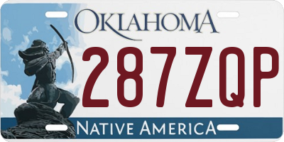 OK license plate 287ZQP