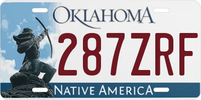 OK license plate 287ZRF