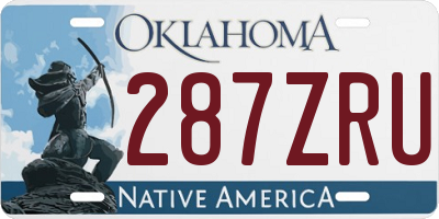 OK license plate 287ZRU