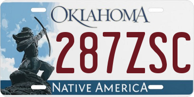 OK license plate 287ZSC