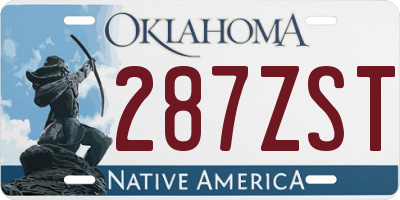 OK license plate 287ZST