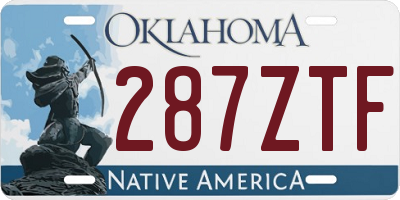 OK license plate 287ZTF