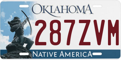 OK license plate 287ZVM