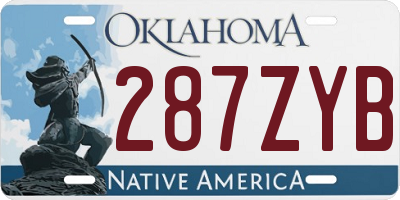 OK license plate 287ZYB