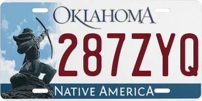 OK license plate 287ZYQ