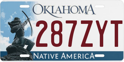 OK license plate 287ZYT