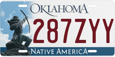 OK license plate 287ZYY