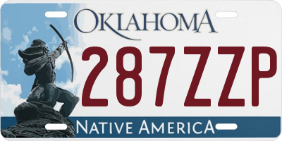 OK license plate 287ZZP