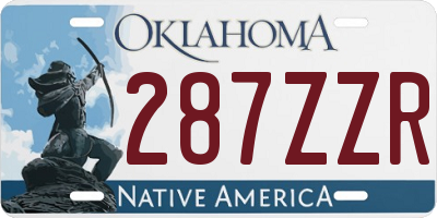OK license plate 287ZZR