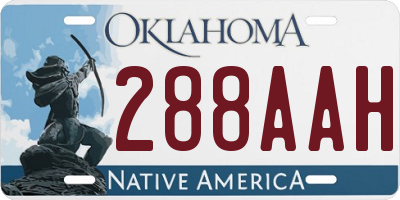 OK license plate 288AAH