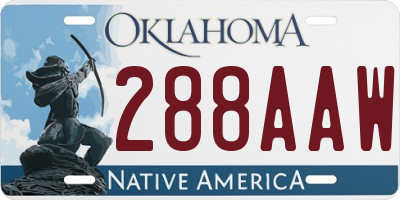 OK license plate 288AAW