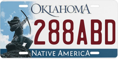 OK license plate 288ABD