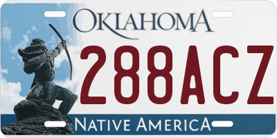 OK license plate 288ACZ