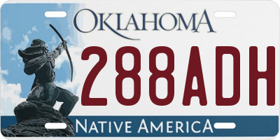 OK license plate 288ADH