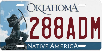 OK license plate 288ADM