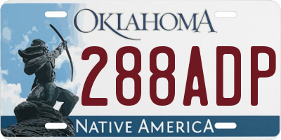OK license plate 288ADP