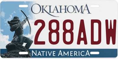 OK license plate 288ADW