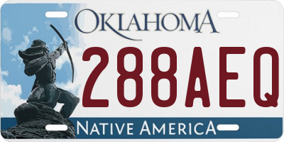 OK license plate 288AEQ