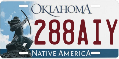 OK license plate 288AIY