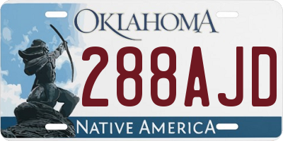 OK license plate 288AJD