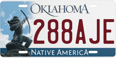 OK license plate 288AJE
