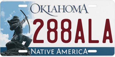 OK license plate 288ALA
