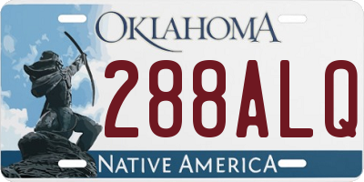 OK license plate 288ALQ