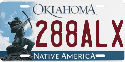OK license plate 288ALX