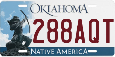 OK license plate 288AQT