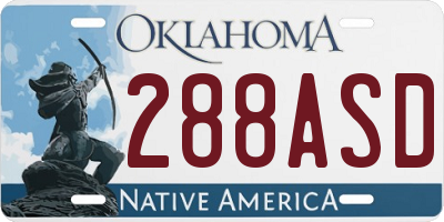 OK license plate 288ASD