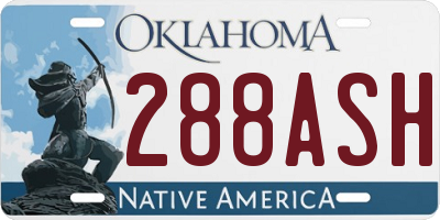 OK license plate 288ASH