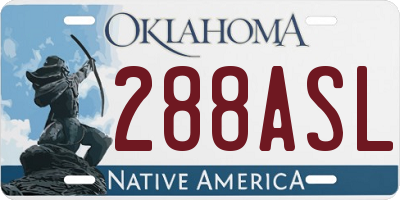 OK license plate 288ASL
