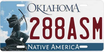OK license plate 288ASM