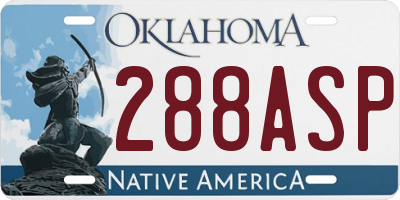OK license plate 288ASP