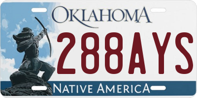 OK license plate 288AYS
